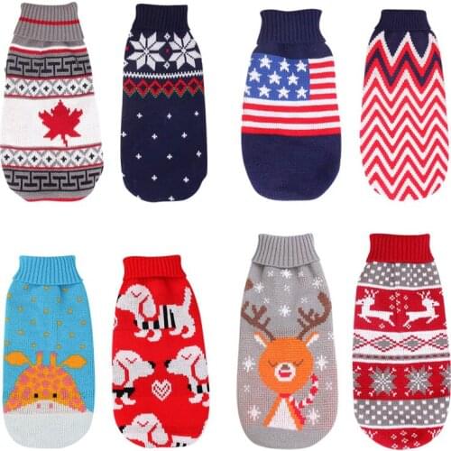 Cartoon Dog Clothes Winter Warm Christmas Sweater For Small Dogs Pet Clothing Coat Knitting Crochet Cloth Jersey Perro