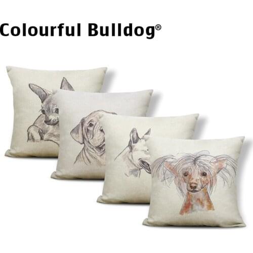 Animal Hand Painted Pet Cushion Covers Labrador Pillowcase Decor Home Poodle Pillow With Cover Polyester / Linen Factory Direct