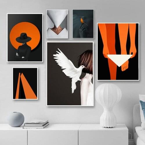 Orange Modern Abstract Painting Nordic Decoration Canvas Poster Decorative Print Minimalist Wall Art Picture Living Room Decor