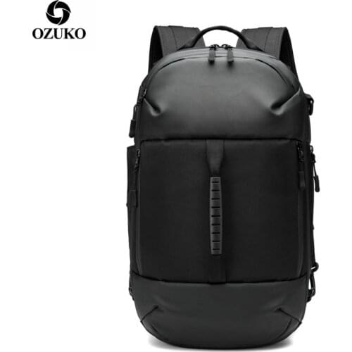 OZUKO Men Back Pack Laptop Bagpack Male Waterproof Large Capacity Backpacks Bags Rucksack Solid Casual Travel Business Oxford
