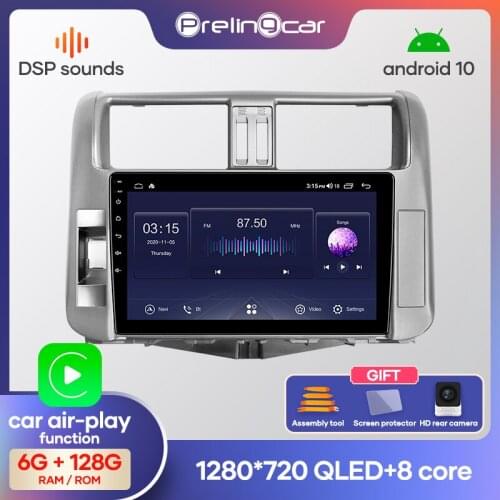 Prelingcar Android10.0 NO DVD 2 Din Car Radio Multimedia Video Player Navigation GPS For Toyota Land Cruiser Prado 150 2009-2013