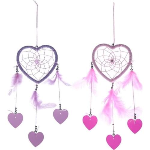 Handmade Dream Catcher Pink Purple Feathers Dreamcatcher Net for Car Wall Hanging Decoration Garden Windchimes
