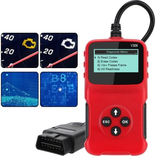 V309 ELM327 Quick Scan Car OBD2 Code Reader Diagnostic Tools OBD 2 II OBDII Scanner On-board Monitoring Display Auto Accessories