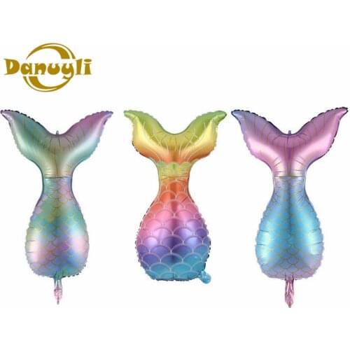 New 1pc Gradient Mermaid Tail Foil Balloons Green Fish lower body Ballons Happy Birthday Party Wedding Decoration Kids baby toy