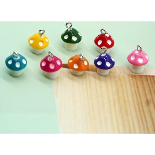 Cute 12*16mm Mixing Resin Little Mushroom Charms Acrylic Pendant For Earrings Bracelets Necklace DIY Jewelry finding Accessories