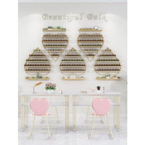 Manicure rack, hanging rack, heart nail shop, iron nail polish display rack, gold