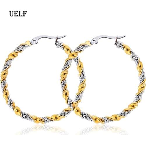 Uelf Minimalist Jewelry Fashion Round Circle Hoop Earrings For Women Gold Silver Big Earring Gifts Brincos