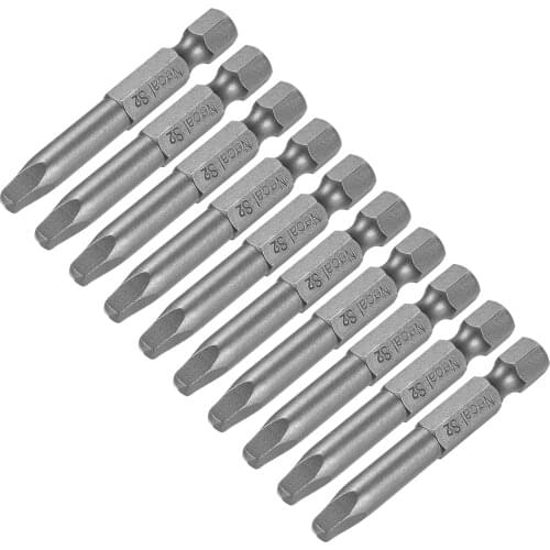 Uxcell 1/4-Inch Hex Shank 50mm Length Square Head SQ3 Magnetic Screw Driver S2 Screwdriver Bits 10pcs
