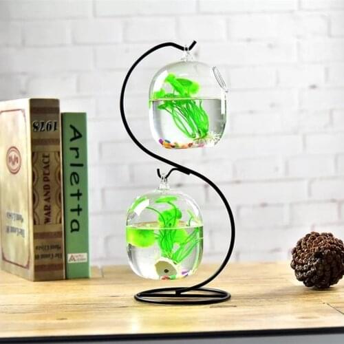 Infusion Bottle Aquarium Flower Plant Vase Suspended Transparent Hanging Glass Fish Tank Flower Vase for Home Decoration