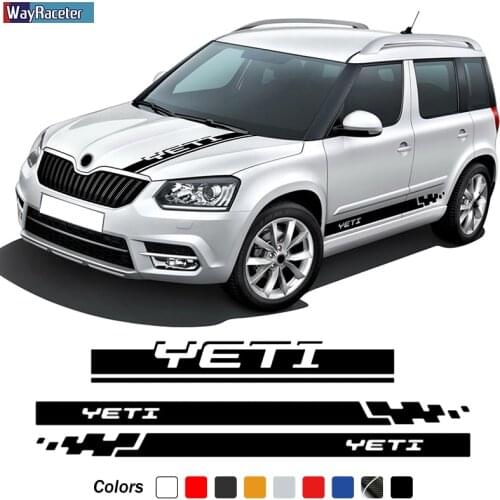 Racing Sport Car Hood Decal Body Graphics Vinyl Side Stripes Skirt Sticker For Skoda Yeti Tuning Accessories