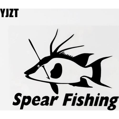 YJZT 14.6CM×11CM Fun Spear Fishing Vinyl Car Window Sticker Decal Black/Silver 8C-0748
