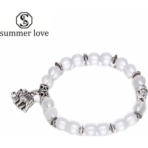 Natural matte crystal buddha bead bracelets for women fashion sweet elephant bracelet charms elastic jewerly wholesale retail