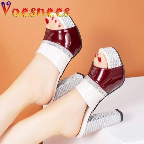 Voesnees 2021 New Thick-Soled Slippers Women Shoes Square Heel Platform Sandals Summer Fashion Outer Wear Fish Mouth High Heels