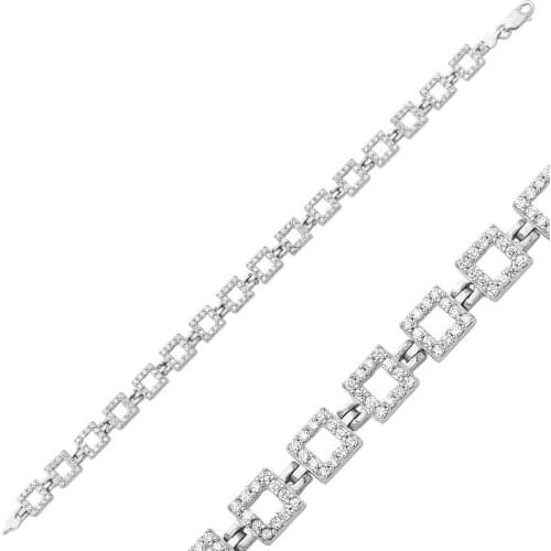 Silver Square Cubic Zirconia Women Bracelet