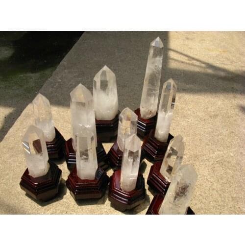 10 natural clear quartz crystal point healing +stand