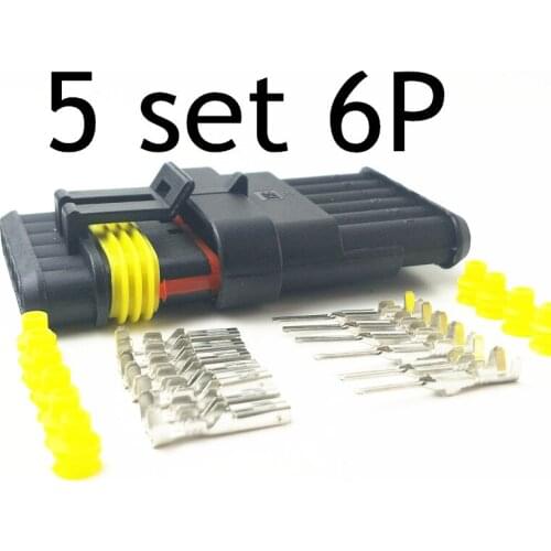 5 sets Kit 6 Pin Way Waterproof Electrical Wire automotive Connector Plug for car with registered