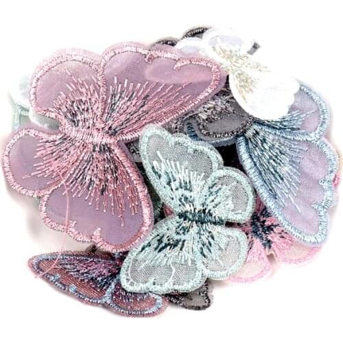5pcs Beautiful Lace Butterfly Applique Trim Embroidered Lace Patches For Handmade Garment Accessories Decoration Sewing DIY
