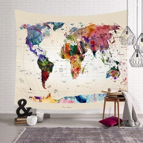 Aggcual World Map Tapestry student deco living room home Digital Printing Wall Hanging Beach Towel Sitting Blanket mural Tap113