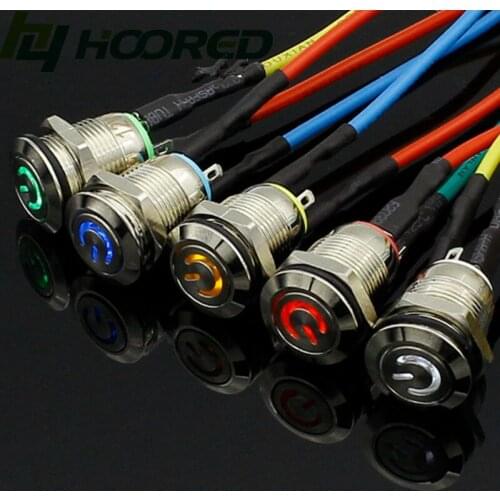 Car Computer 12mm 3V 5V 12V 220V Angel Eye Aluminum Metal LED Power NO Push Button Switch Self-reset Metal Switch