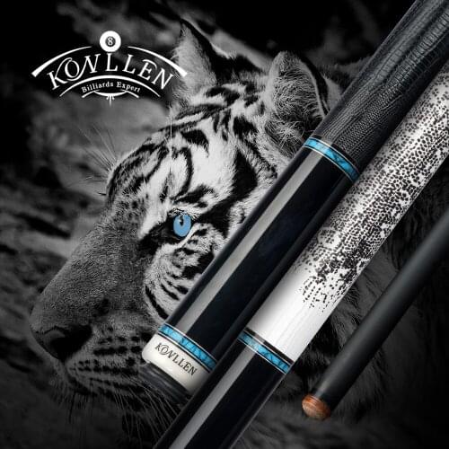 Konllen Cue Carbon Pool Cue Carbon Fiber Shaft 12.4mm Kit 3/8*8 Radial Pin Blue Turquoise Mosaic Ebony Butt Billiard Cue Sticks