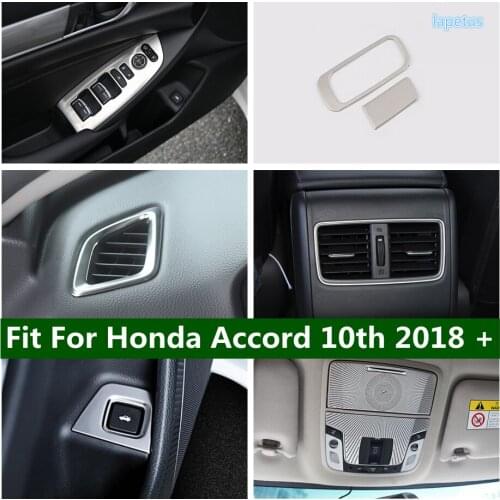 Glove Storage Box Clasp Hand Bowl Sequins / Rear Trunk Door Control / Glass Lift Cover Trims For Honda Accord 10th 2018 - 2021