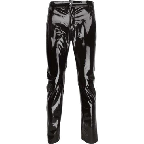 Hot styles Fashion Sexy Mens Lingerie Shiny Patent PVC Leather Tight Pants Leggings For Clubwear Clothes 2019 New