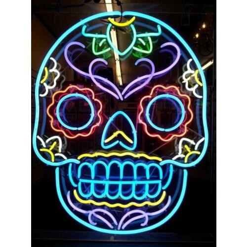 For avatar skull NEON SIGN REAL GLASS BEER BAR PUB Club display Light Signs Signboard Store Shops 19*15"