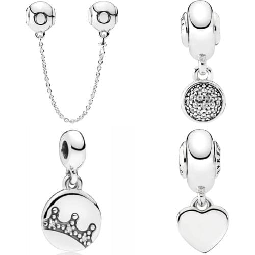 Essence COLLECTION Appreciation Hope Signature Safety Chain Charm 925 Sterling Silver Beads Fit Pandora Bracelet DIY Jewelry