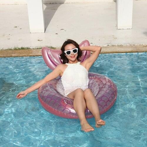 Giant Inflatable Mermaid Tail Pool Float Lie-on Floating Raft Colorful Fish Inflatable Lounger Summer Beach Swimming Pool Party