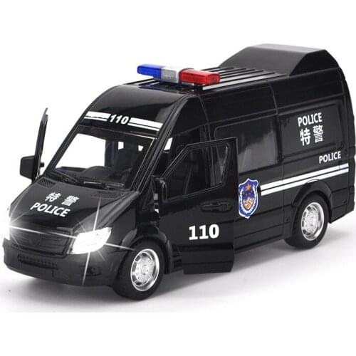 Ambulance Police SWAT Toy Car Model Sound Light High Simulation Pull Back Vehicle Kids Gift