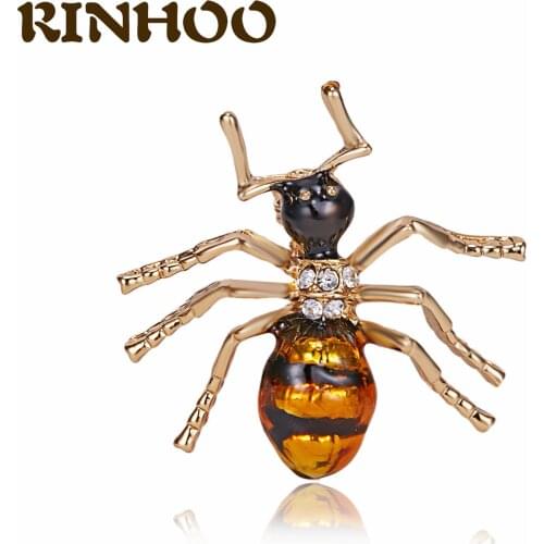 Delicate Rhinestone Ant Insect Brooches Women Men Cute Bee Enamel Pin Metal Animal Brooch Fashion Banquet Party Brooch Pins Gift