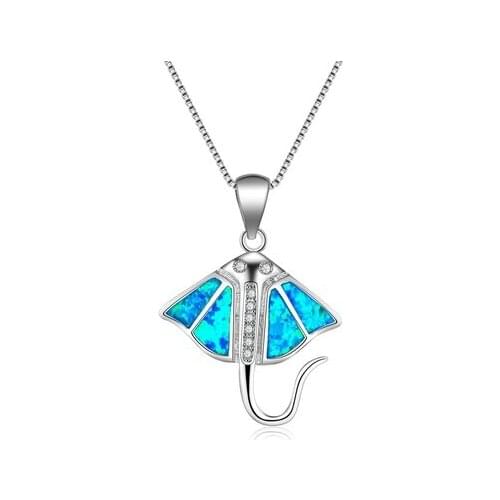 Exquisite Seafish Animal Pendant Necklace for girl Gift Jewelry Accessories Vintage Imitaiton Fire Opal Statement Necklace