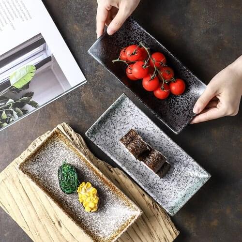 Pottery creative online celebrity special barbecue hot pot side dishes ceramic high-grade rectangular cold dish snack dish