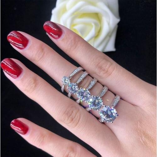 Classic 14K White Gold 1ct 2ct 3ct 6 claw Moissanite Ring VVS1 Round Cut Engagement wedding Anniversary Ring For Women