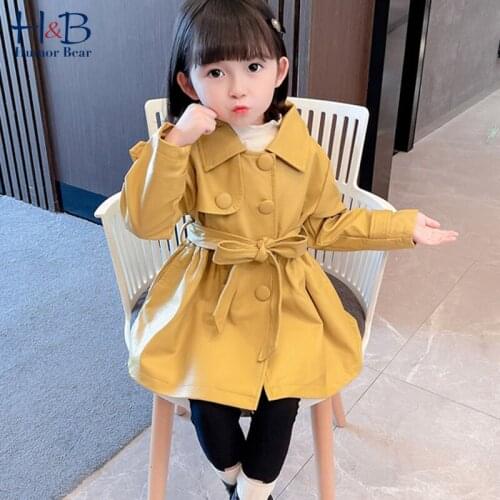 Humor Bear Children Windbreaker Spring Autumn Long Sleeve Jacket PU Leather Outerwear Casual Kids Mid-Length Coat