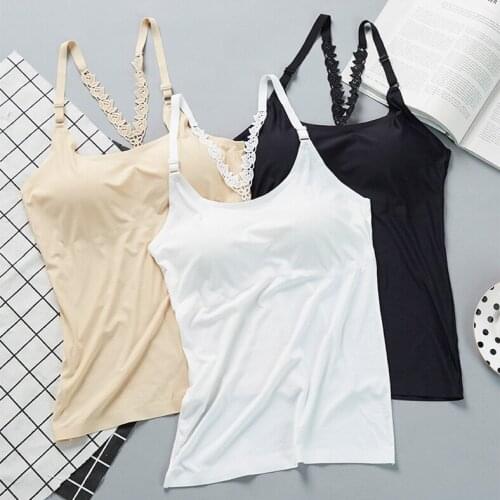 Fashion Summer 2020 Women Tank Tops Sexy O-Neck Padded Tanks Tops Female Strap Camisole Vest Solid Color Slim Tops Clothes S09