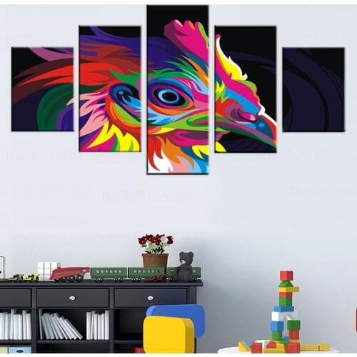 Modular Picture Living Room Canvas Print 5 Pieces Rainbow Color Bird Paintings Animal Chicken Poster Home Decor Wall Art Frame