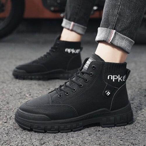 High-top Men Boots 2021 Outdoor Fashion Casual Shoes Men Ankle Boots Lace Up Slip Booties Desert Casual Tooling Boots Men Shoes