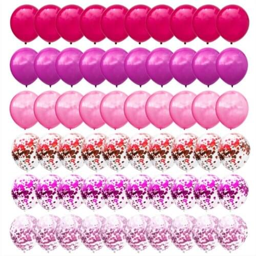 60 Hawaii Solid Color Rose Gold Sequined Rubber Balloons Set Combination Birthday Party Valentines Day Wedding Decoration