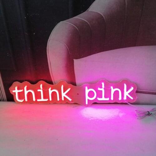 Think Pink Neon Signs Neon Lights for Decor Light Lamp Bedroom Beer Bar Pub Hotel Party Restaurant Game Aesthetic Room Decor
