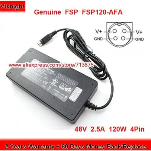 Genuine Thin FSP FSP120-AFAN2 AC Adapter 48V 2.5A 120W Charger Round with 4 Pin Power Supply