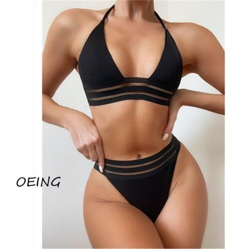 Striped Black Bikini Women 2 Piece Set Womens 2021 Sexy Women Bikini Set Bathing Suit Women