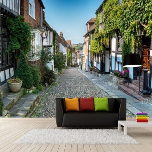 Dropship Colomac Nordic Wallpaper Europe Italy Town Street Landscape Green Wallpaper Wall Mural Living Room Papel Para Pared