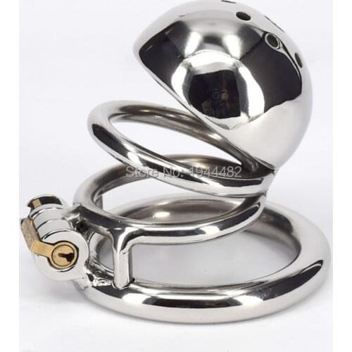 SODANDY Male Chastity Device Stainless Steel Cock Cage Penis Rings Chastity Belts Smaller Metal Cock Lock For Men Sex Toys