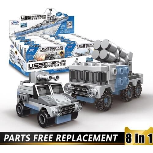 Xingbao Building Blocks 13001 8 in1 Excavator Bricks Super Warship USS Missouri Special Police Pioneers Emperor Tank 13002/3/4/5