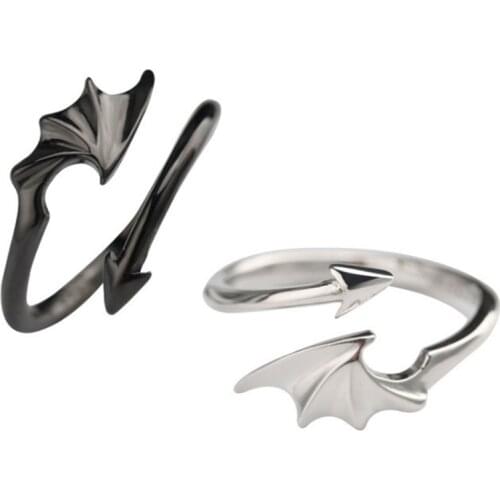 Punk Style Titanium Brass Koakuma Little Devil Dragon Gothic Evil Vampire Rings Open Ring Party Jewelry Accessories