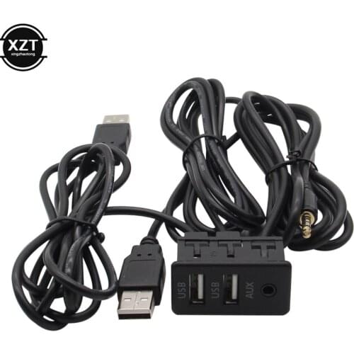 150CM Car Dash Flush Mount USB Port Panel Auto Boat 3.5mm AUX USB Extension Cable Adapter for Volkswagen Toyota