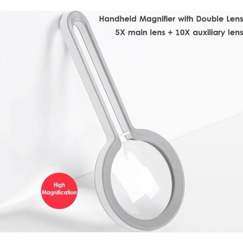 KKMOON Double Lens Magnifier 10X & 5X Handheld Magnifier Magnifying Glass Lens Large Diameter for Reading Inspection Repair Work