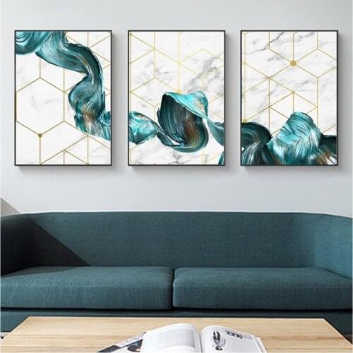 Waterproof Abstract Modern Decoration For Living Room Nordic Poster Wall Art Special Blue Canvas Painting Wall Unframed