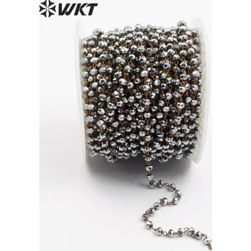 WT-RBC037 Wholesale Custom Sparkly Round Beads 2.0 Chain With Black Gun Plated Chain Custom Length 5m/lot Fashion Jewelry